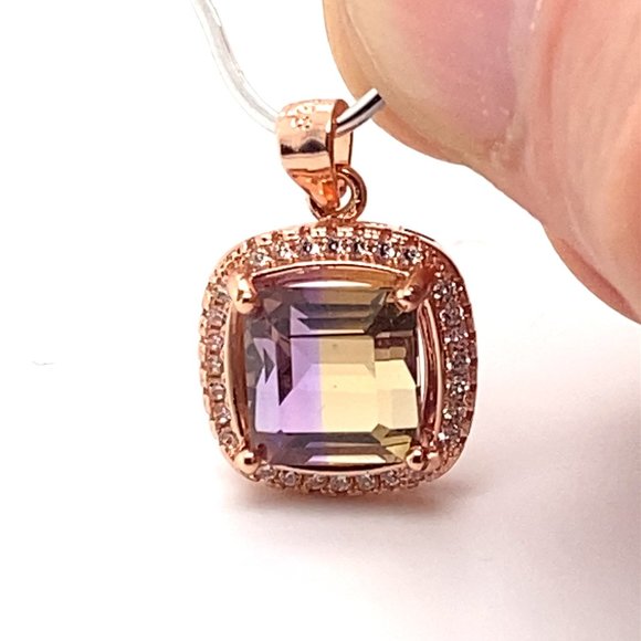 Ametrine 3.79ct Rose Gold Finish Solid 925 Sterling Silver Pendant